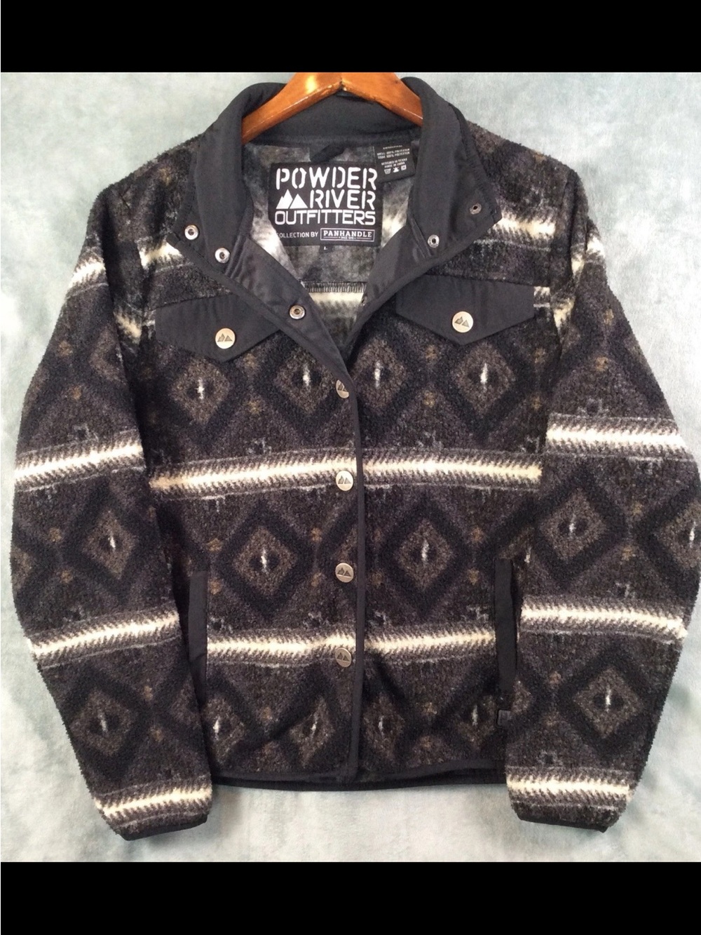 Powder River Outfitters Women's Black & Gray Patterned Teddy Jacket